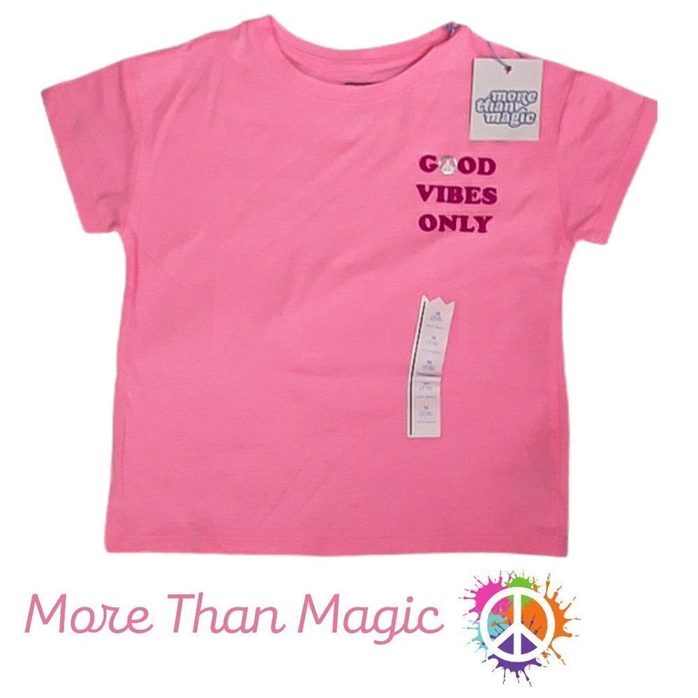 More Than Magic Girls T Shirt M Pink Graphic Good Vibes Only Short Sleeve